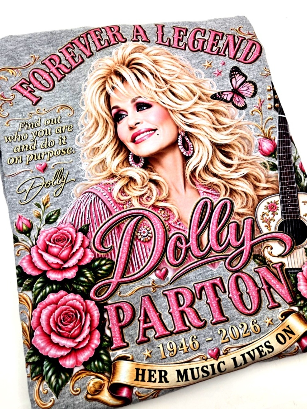 Dolly Parton Shirt Size Medium Gray Adult Unisex